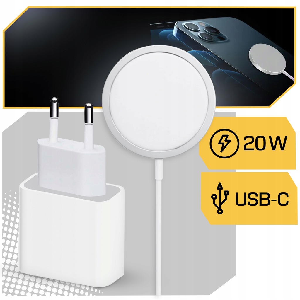 ŁADOWARKA INDUKCYJNA + SZYBKOŁADOWARKA DO IPHONE 15/20W USB-C - LIGHTING EAN (GTIN) 5906700044601